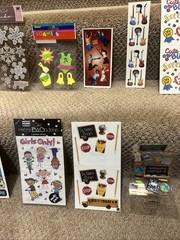 New Large Vintage Sticker Lot Collection Paper House Etc. Charm & Button Extras!
