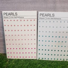 Lot of 2,196 ADHESIVE PEARL STICKERS – 17 Packages – Various Brands