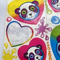 Lot/3 VTG LISA FRANK Sticker Sheet Pandas S162 Green Stencil Ruler Cats Bookmark