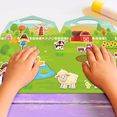 3D Farm Animals Puffy Sticker Book for Kids Window Thick Gel Clings Decals Stick