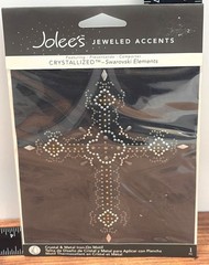 JOLEES JEWELED ACCENTS 56-40064 CROSS CRYSTAL & METAL IRON ON WITH SWAROVSKI