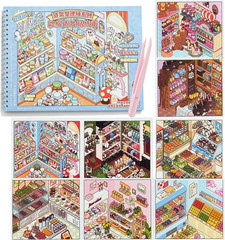 8 Sets 3D Shelf Sticker Book, DIY Miniature Scene Therapy for Adults | 3D Shelf