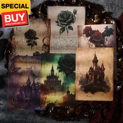 80 Sheets Gothic Scrapbook Paper for Scrapbook Kit, Vintage Ephemera for Junk Jo