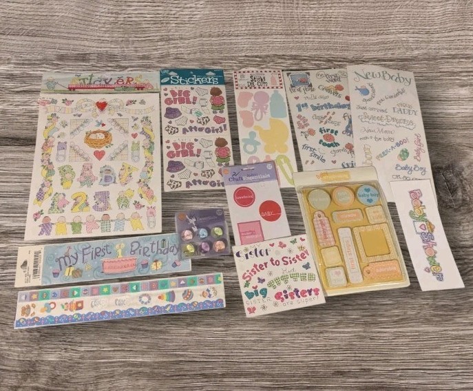 Stickers Baby Shower Scrapbooking Sheets New & Used Assorted Girl Boy Set Of 12