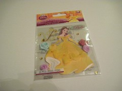 Crafts Stickers Disney Beauty Beast Belle Yellow Dress Fabric Roses (DC)