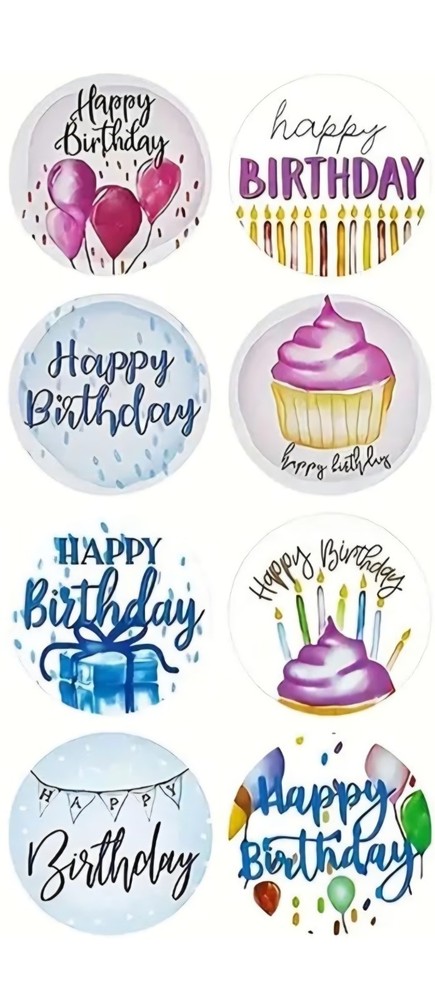 40 Pieces Round 1” Watercolor Happy Birthday Party DIY Stickers Envelope Seals
