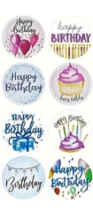 40 Pieces Round 1” Watercolor Happy Birthday Party DIY Stickers Envelope Seals