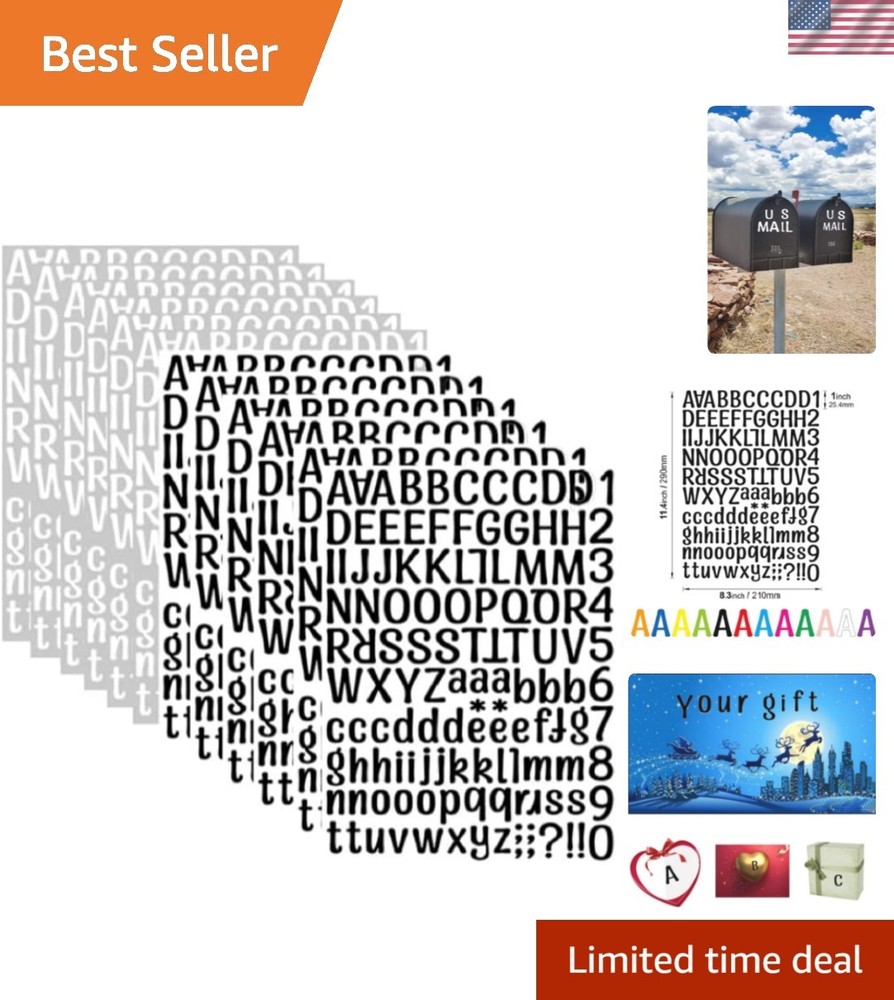 Classic Black & White 1512 Letter Stickers – Waterproof for Indoor & Outdoor