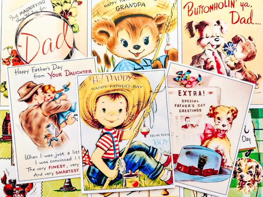 Set of 9 Retro Vintage Father’s Day Collage Art STICKERS – Just Cut & Use!