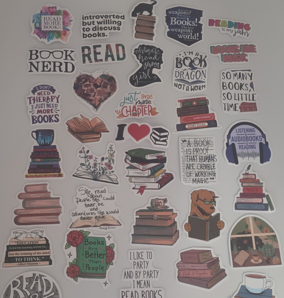Books & Reading Quote Sticker Lot – «READ MORE BOOKS» Multicolor Designs