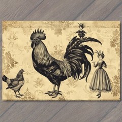 STICKER Rooster Chicken Victorian Pattern Fancy Bird Girl Weird Strange Funny