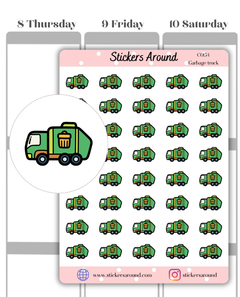 Garbage Truck Icon Planner Sticker, Chores Sticker, Calendar & Journal Sticker
