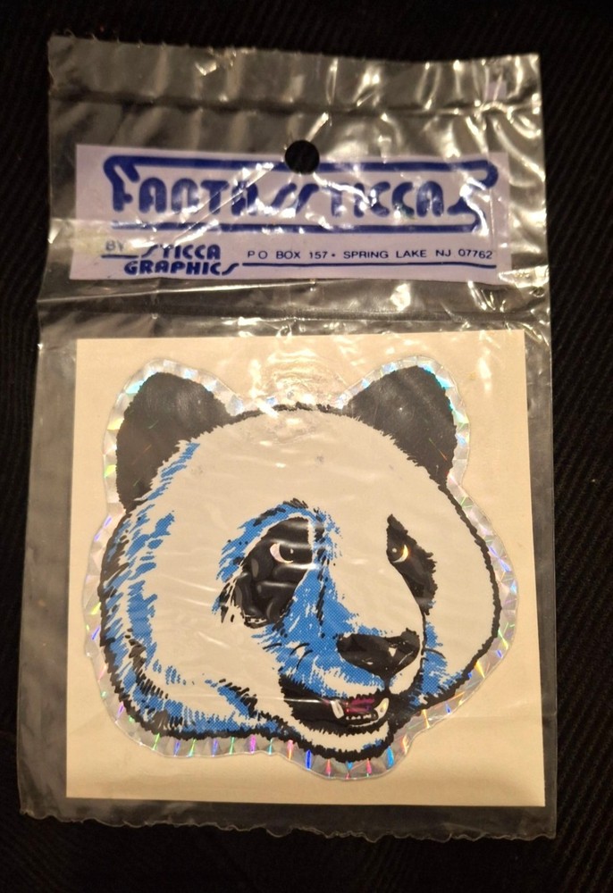 Vintage Fantassticca Prism Sticker Holographic Panda Bear Head NOS Sealed in Pac