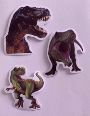 Set of 3 Dinosaur Glossy Stickers ~ Jurassic Park Junk Journal Supplies