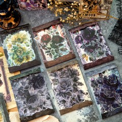 Vintage Rose Blooms Scrapbook Paper PET Stickers Junk Journals Album DIY Collage