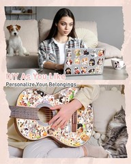 200 Pcs Cute Cartoon Cat and Dog Stickers Pack for Kids Adults | Kawaii Pet C…