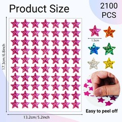 2100 Pcs Star Stickers, 30 Sheets Glitter Star Stickers for Reward Chart 10 A…