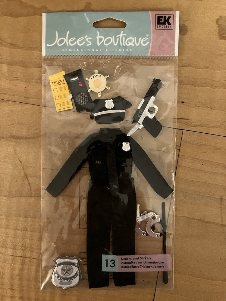 EK Success Jolee’s Dimensional Stickers POLICE Officer Cop Set Of 13