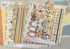 Basic Grey Offbeat 12 x 12 Scrapbook Paper LOT