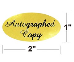 1008 PCS ‘Autographed Copy’ Stickers-1 x 2Inch Oval Gold Foil Labels Gold Foi…