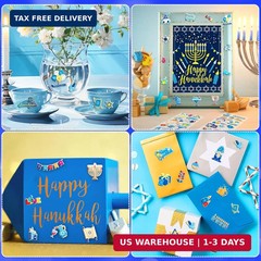 UPINS Happy Hanukkah Stickers, Foam 3D Puffy Stickers Dreidels Menorah Candles C