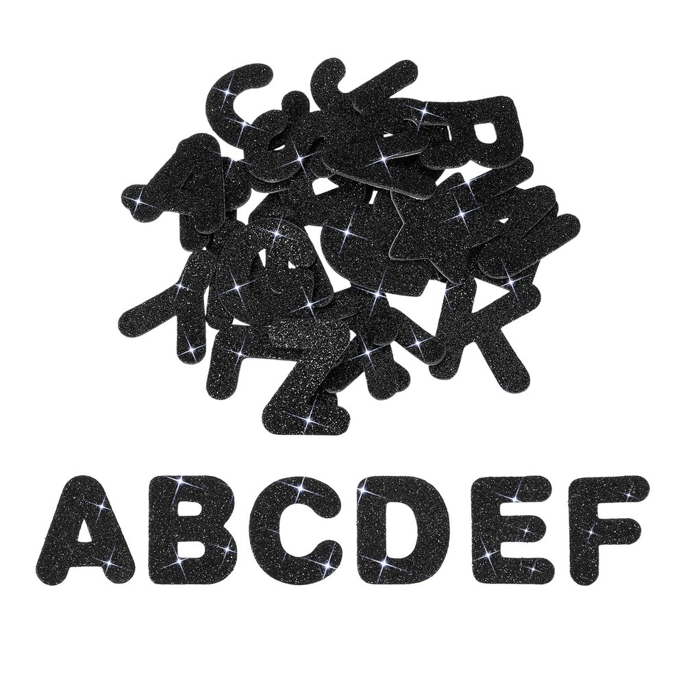 Alphabet Foam Stickers, 104Pcs Letters A-Z EVA Self Adhesive Glitters, Black