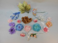Paper & Fabric Flowers & Leaves 4 Scrapbooking Embellishments, Sewing or Crafts