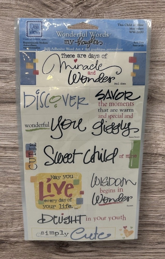 Deja Views This Child of Mine Wonderful Words Scrapbooking Stickers NEW