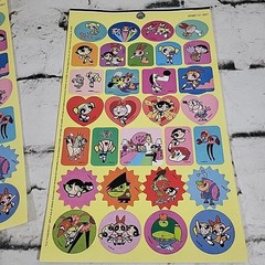 Vintage Y2K Power Puff Girls Cartoon Stickers Lot 2 Sheets 2000