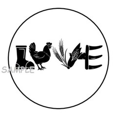 30 LOVE ENVELOPE SEALS LABELS STICKERS 1.5″ ROUND COUNTRY ROOSTER CORN GIFTS