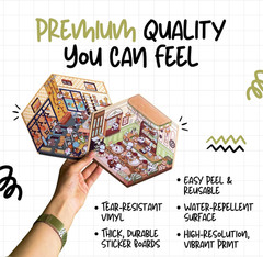 3D Sticker Therapy Scene for Adults & Kids, Large & Detailed Cozy Room Stickers,