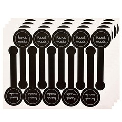 Handmade Stickers 100 Pcs/pack Black Long Strip Self Adhesive Decal Tag