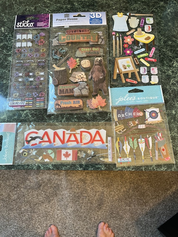 JOLEES STICKERS (3) AND OTHER BRANDS (2) VARIETY 3D NEW ADORABLE DETAILS