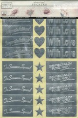 Special Greetings, silver foil scrapbook stickers – Webster’s Pages