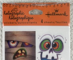 Hallmark Holographic Scary/Funny Face Stickers 2 Pkg set/64 Stickers Halloween