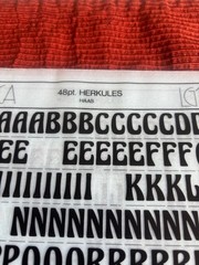 Three (3) Letraset INSTANT LETTERING Transfer Letters 48pt Herkules HAAS NICE 1