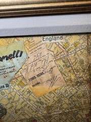 1950s 60s Framed Travel England London Scrapbooking Collage Coins 24 X 16”