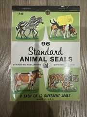 Vtg Lot Seals Dennison & Standard Publishing Dogs Horse Birds Nativity Christmas