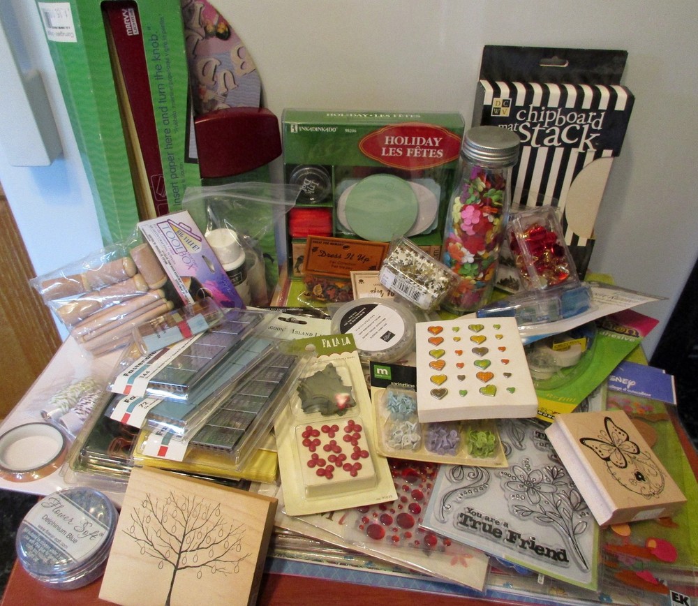 New Large Scrapbooking Supplies Lot Tools Tape Stickers Paper Embellishments
