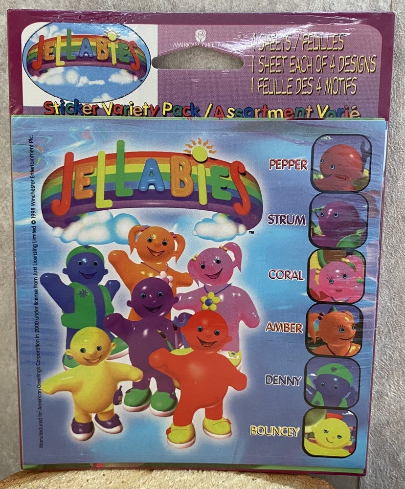 1998 AMERICAN GREETINGS JELLABIES STICKERS 4 SHEETS SEALED~NOS
