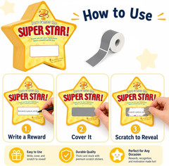 50 Pack Scratch Off Cards Classroom Prizes Elementary DIY Custom Scratch Off Tic