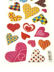 Heart Stickers Valentine Love Pink Red Purple Polka Dot Craft Lot of 2 NEW READ