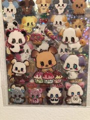Lemon Co. Kawaii Japan Puppy And Pandas Puffy Glitter Sticker Sheet Vintage 2