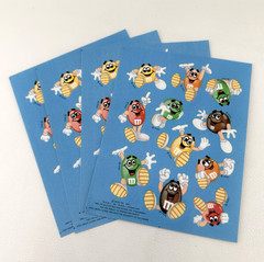 44 Stickers Vtg 1992 M&M Mars Candy 4 Full Sheets with 11 Stickers on Each