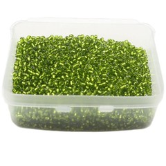 4000 pcs Light Green Glass Beads 2mm Silver Foil lined + Storage Box Jewelry