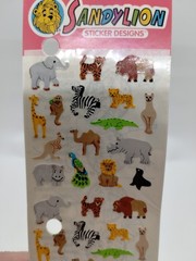 Vintage Sandylion Kromekote Zoo Jungle Safari Wild Animals Mini Stickers