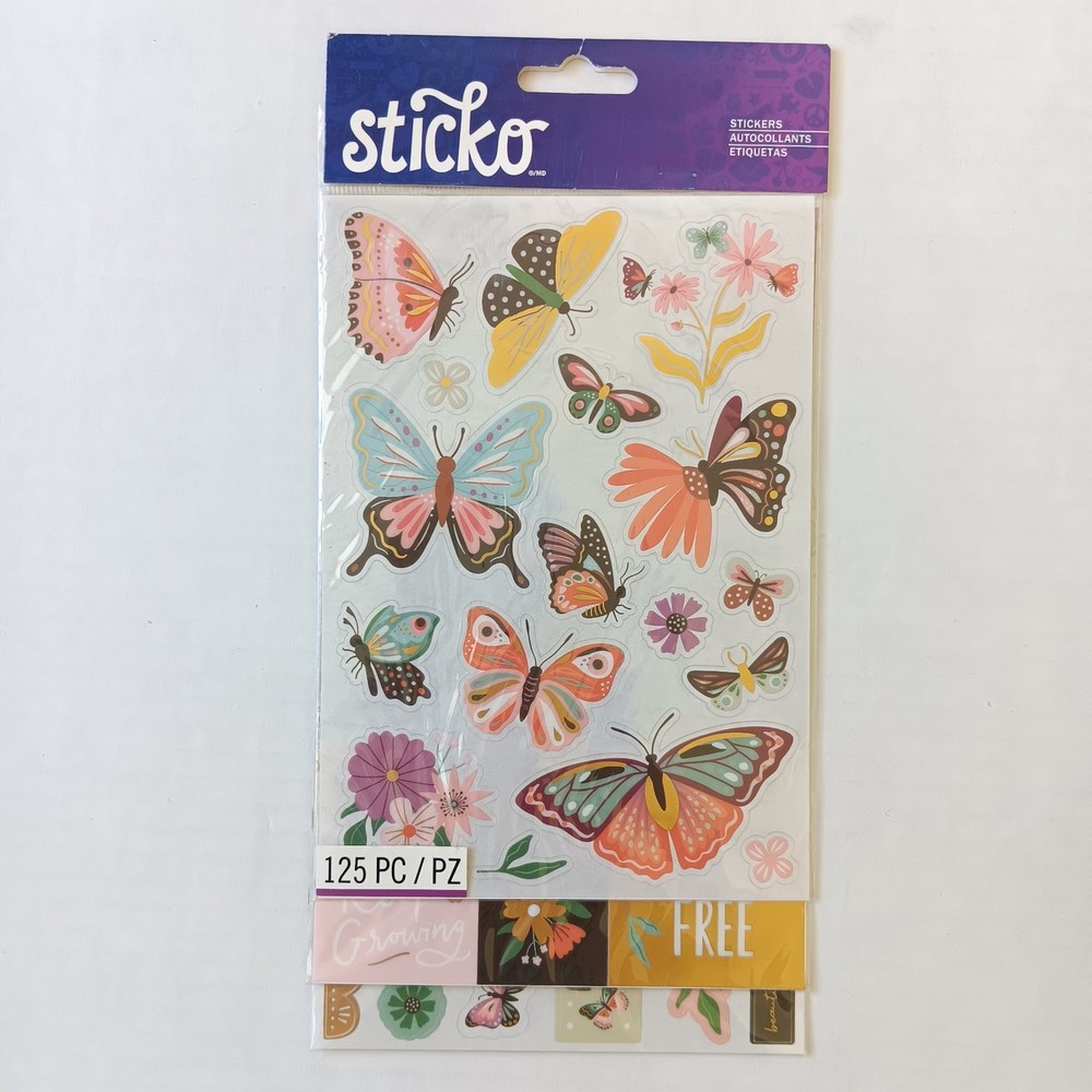 Sticko Bright Butterfly Flip Pack Sticker Set -125 pcs