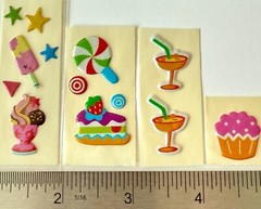 Vintage 1980s Puffy Scratch N Sniff cocktail ice cream sundae cupcake lollipop