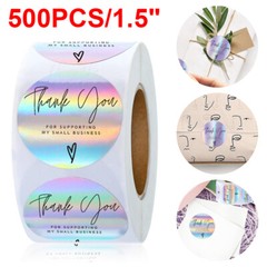 1000Pcs 1.5inch Thank You for Supporting My Small Business Rainbow Holo Stickers