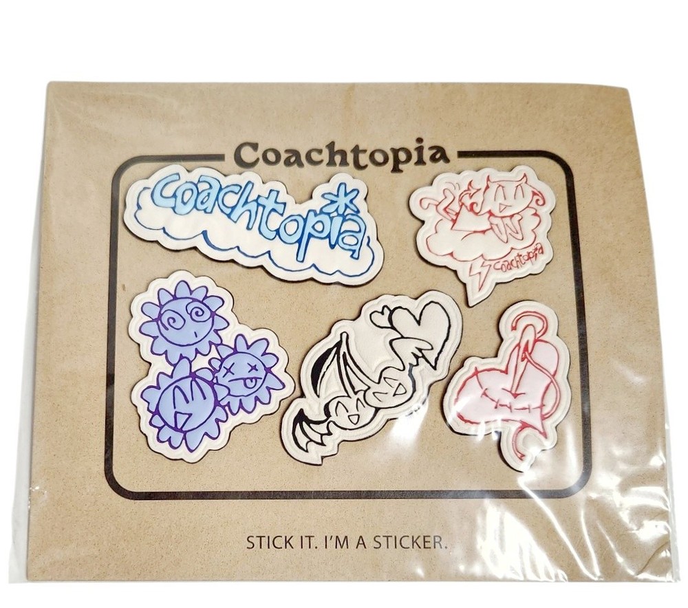 Coachtopia Sticker Set in Leather 5 Piece Cloud Multi Adhesive New in Package